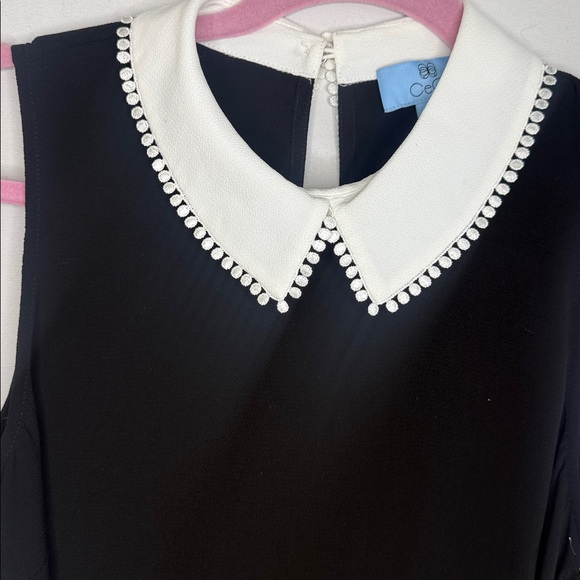 NWT CeCe Black Sleeveless Collared Blouse - Picture 5 of 8